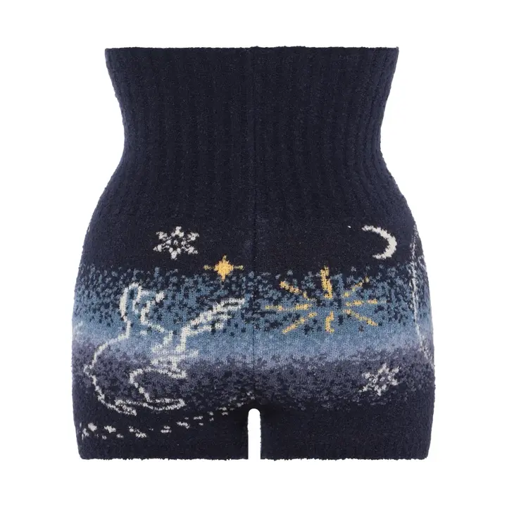 スロギー “ほっ”とアイテム(ニット柄) ハラマキ付きニットパンツ, ブルー, product image number 1