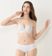 スロギー ゴーコットン ノンワイヤーブラ, ホワイト, model image number 1