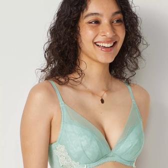 【SALE】チャーミングラマー スリムライン DeepV ブラジャー ヴィンテージベール, グリーン, model image number 0