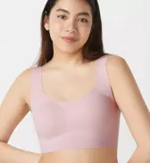 【WEB限定】綿混タイプ(スロギーG028)　カップ付きハーフトップ【一部カラーSALE】, ピンク, model image number 0