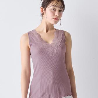 タンクトップ 保湿インナー, パープル, model image number 0