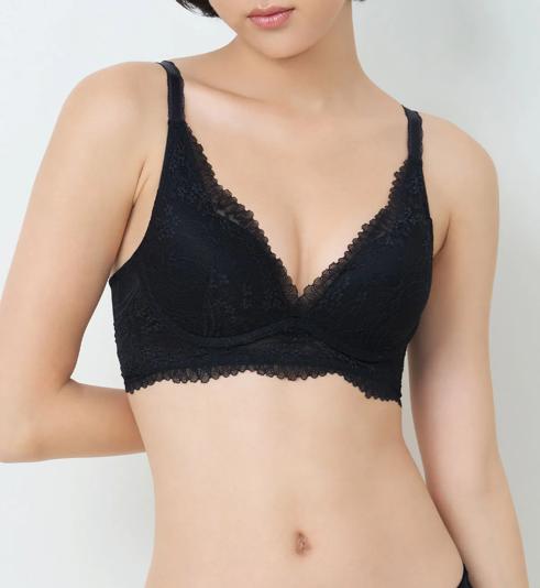 Triumph Tri-Air Lite Delight Non-Wired Push Up Deep V Bra - Black - Push Up Bra