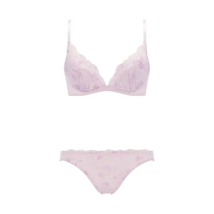 Daily Plus 胸元ぴったりブラ ブラ＆ショーツセット, パープル, product image number 1