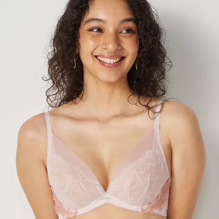 【SALE】チャーミングラマー スリムライン DeepV ブラジャー ヴィンテージベール, ピンク, model image number 0