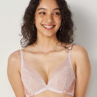 【SALE】チャーミングラマー スリムライン DeepV ブラジャー ヴィンテージベール, ピンク, model image number 0
