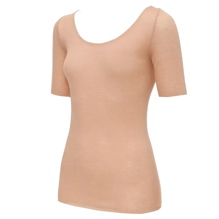 【SALE】薄くて軽い インナー5170 3分袖トップ, ブラウン, product image number 1