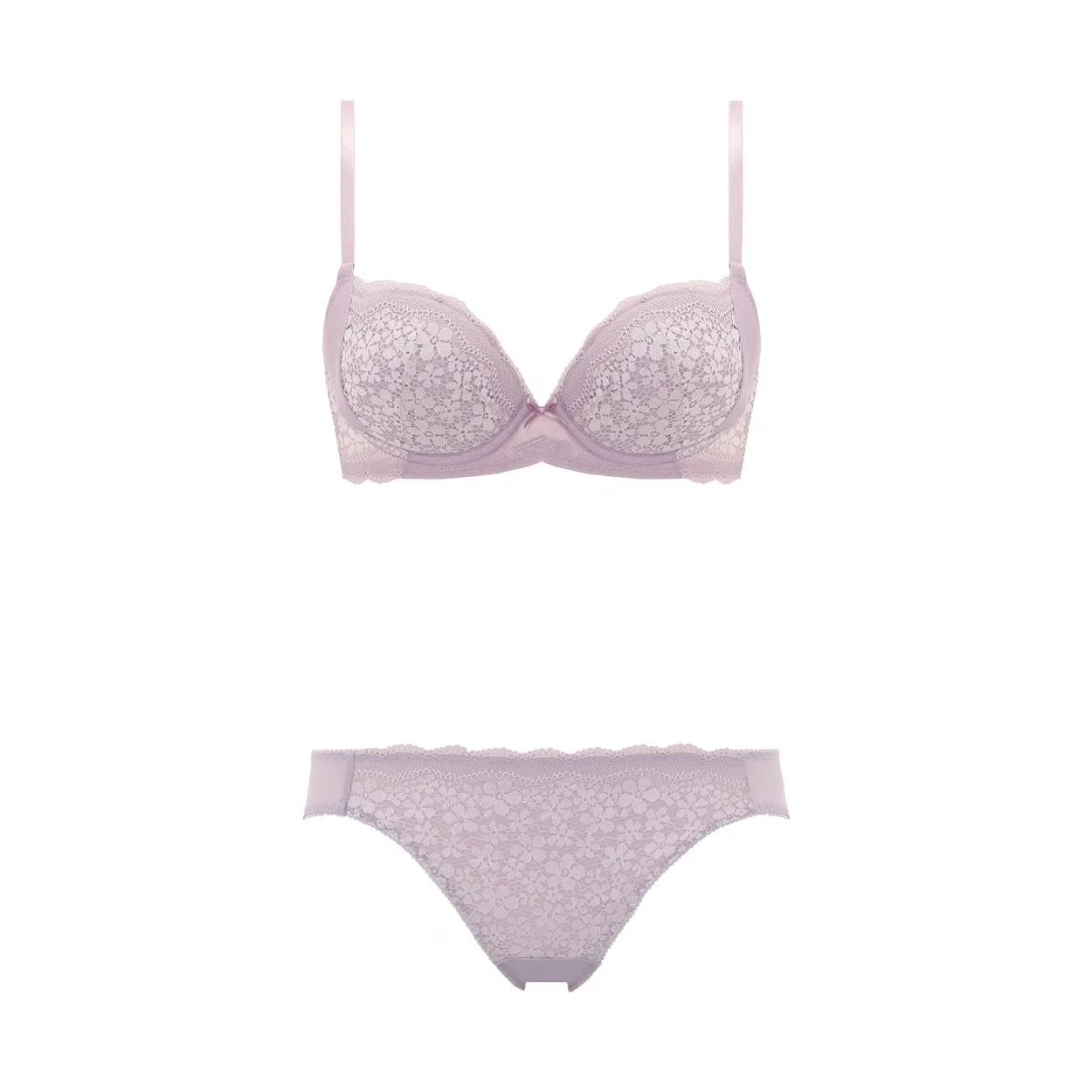 きゅっと寄せブラ ブラ＆ショーツセット デイジーレース【一部カラーSALE】, パープル, product image number 1