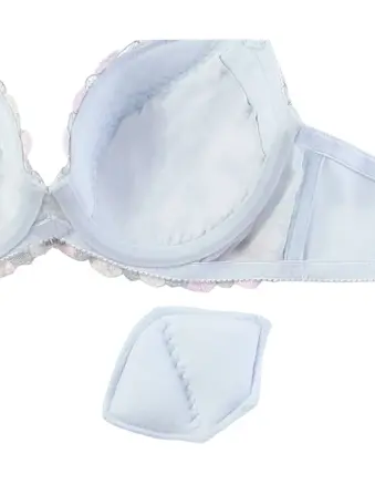 BEST BODY JAPAN ホワイトパンツとブルーインナーショーツセット 美胸ソフトブラ エレガントペタルズ ブラ＆ショーツセット ブラ