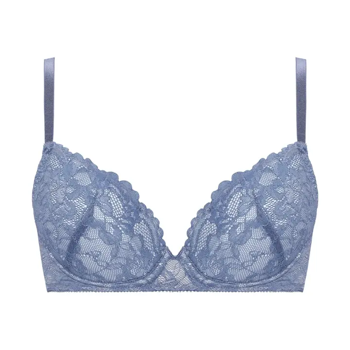 Daily AMOSTYLE 3/4カップブラ ブラ＆ショーツセット レイシーブルーム, ブルー, product image number 0