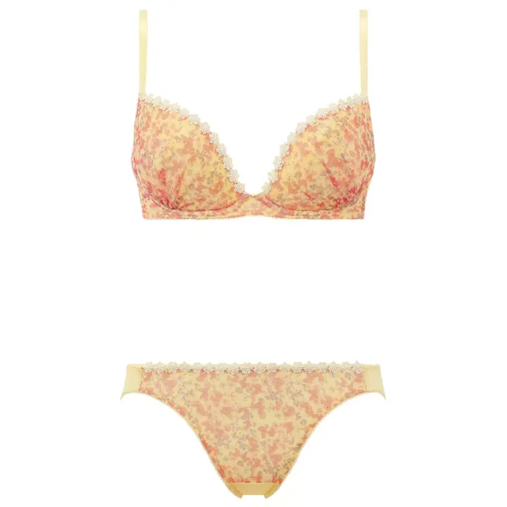 【SALE】エントリーコレクション 寄せブラ ブラ&ショーツセット（ディッツィーフローラルプリント）【WEB・一部店舗限定】, イエロー, product image number 1