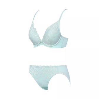 【SALE】夢みるブラ DeepV ブラ＆ショーツセット スウィンギングブーケ, ブルー, product image number 3