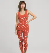 【SALE】スロギー &ldquo;ほっ&rdquo;とアイテム(ニット柄)  9分丈ニットパンツ, オレンジ, model image number 1