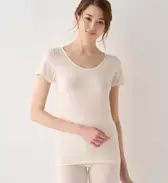 デイリートリンプ5410 2分袖トップ, ベージュ, model image number 1