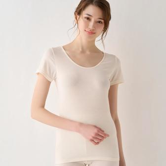 デイリートリンプ5410 2分袖トップ, ベージュ, model image number 1