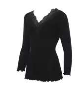 9分袖トップ 保湿インナー, ブラック, product image number 4