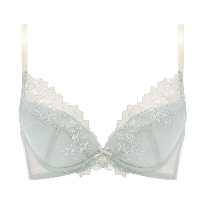 Daily AMOSTYLE デコルテビューティーブラ ブラ＆ショーツセット フローラルハーモニー, ブルー, product image number 0