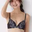 Daily AMOSTYLE 寄せブラ プチプラ ブラ＆ショーツセット クラシックフラワー, ブラック, model image number 0