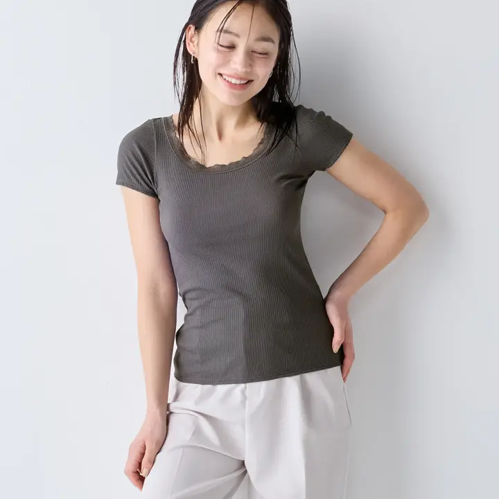【SALE】3分袖トップ 温調インナー, , model image number 0