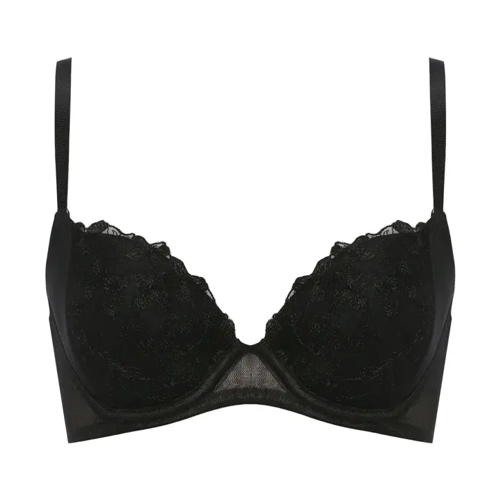 きゅっと寄せブラ ブラジャー チャーミングペタル, ブラック, product image number 0