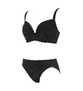 チャーミングラマー(ラージ)　ブラ(パッドなし)＆ショーツセット スウィンギングブーケ, ブラック, product image number 3