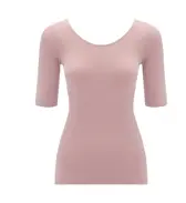 肌側綿100インナー5480 5分袖トップ, ピンク, product image number 0
