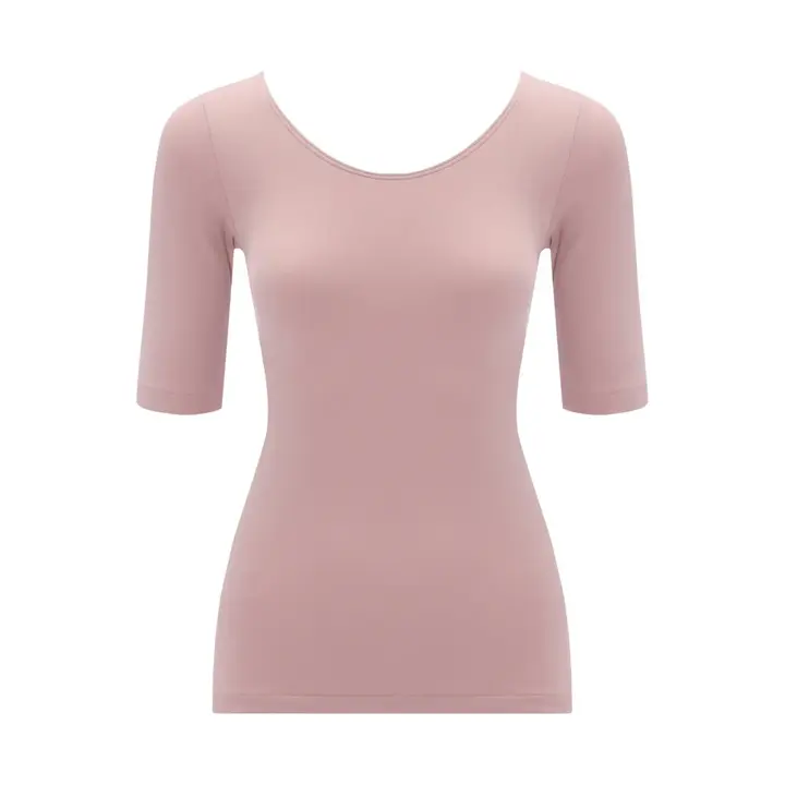 肌側綿100インナー5480 5分袖トップ, ピンク, product image number 0