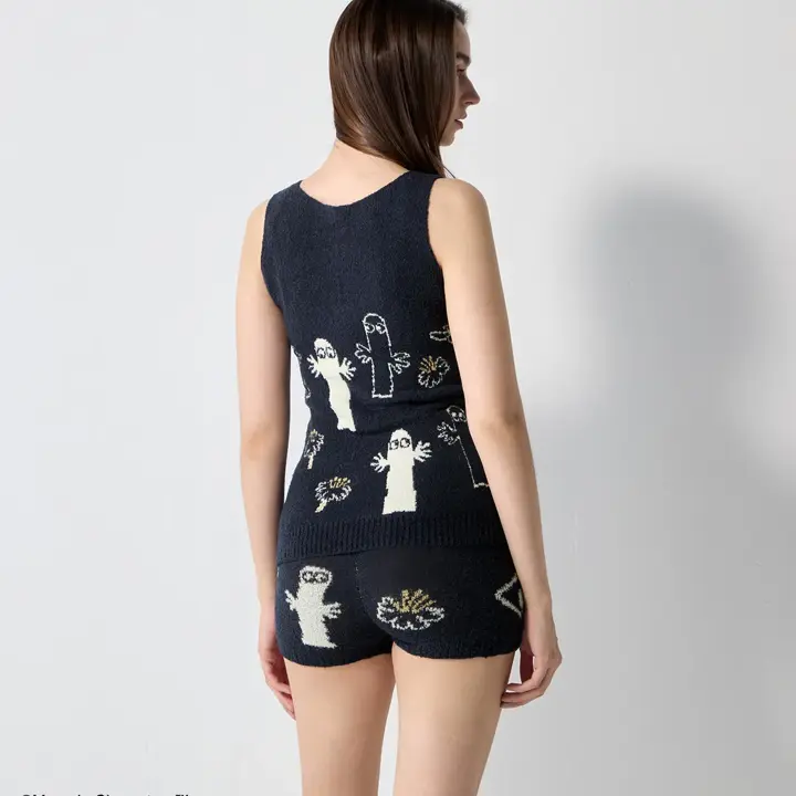 スロギーG073 ムーミン 1分丈ニットパンツ, ブルー, model image number 3