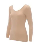 肌側綿100インナー5480 8分袖トップ, ベージュ, product image number 2