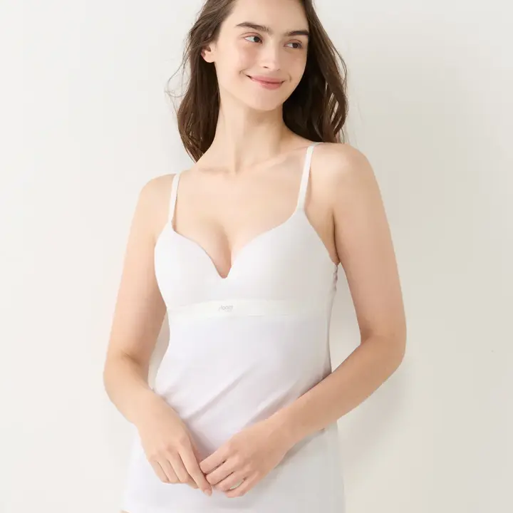 スロギー ゴーコットン カップ付きキャミソール, ホワイト, model image number 0