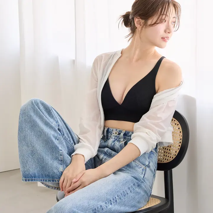 リブ ブラレット, ブラック, model image number 2