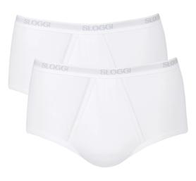 Sloggi Men's Basic Midi 2 Pk Brief Pants in White & Black