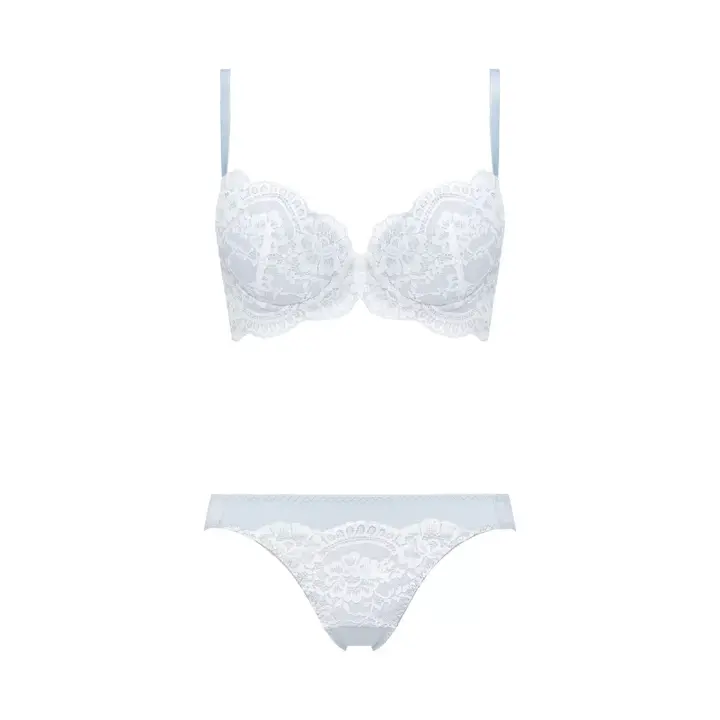 Daily AMOSTYLE 3/4 カップブラ プチプラ ブラ＆ショーツセット レースラバー, グレー, product image number 1