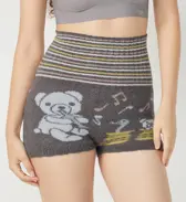 【SALE】スロギー “ほっ”とあったか(ニット柄) ハラマキ付きニットパンツ, グレー, model image number 0