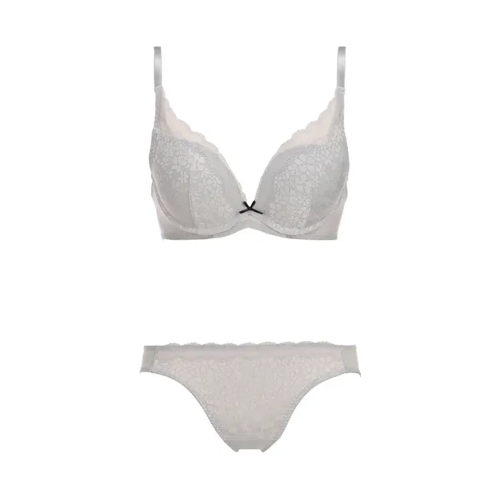 夢みるブラ(R)DeepV ブラ＆ショーツセット デイジーレース【一部カラーSALE】, グレー, product image number 1