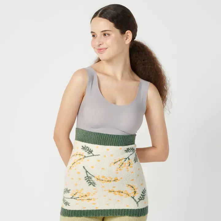 【SALE】スロギー  “ほっ”とあったか(ニット柄) ハラマキ, グリーン, model image number 1