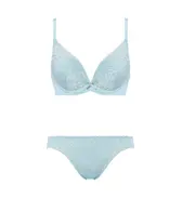 【SALE】夢みるブラ DeepV ブラ＆ショーツセット ブルーミングペタルス, ブルー, product image number 0