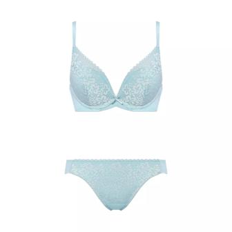 【SALE】夢みるブラ DeepV ブラ＆ショーツセット ブルーミングペタルス, ブルー, product