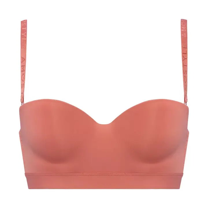 【SALE】ストラップレスハーフカップブラ(ストラップ取り外し可) シグネチャースムース, オレンジ, product image number 0