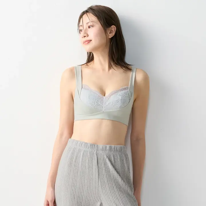 植物染め ホールドナイトブラ ナチュラルタッチコレクション, グリーン, model image number 1