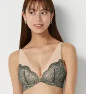 【SALE】雲ふわりブラ ブラジャー ダマスクブーケ, グリーン, model image number 0