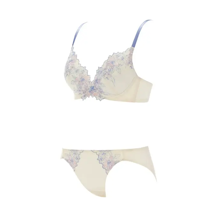 Daily AMOSTYLE デコルテビューティーブラ ブラ＆ショーツセット フローラルハーモニー, ホワイト, product image number 3