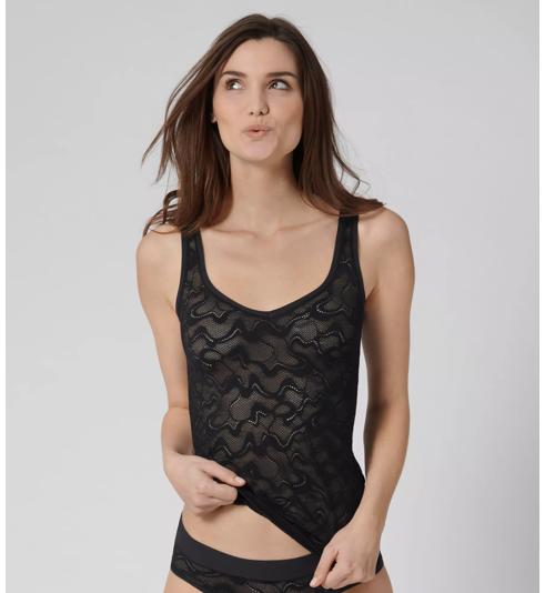 Triumph SLOGGI GO ALLROUND LACE SHIRT - Black - Bra Top