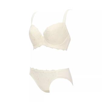 チャーミングラマー(R)（ラージ） ブラ＆ショーツセット ラインアートステッチ【一部カラーSALE】, ホワイト, product image number 4