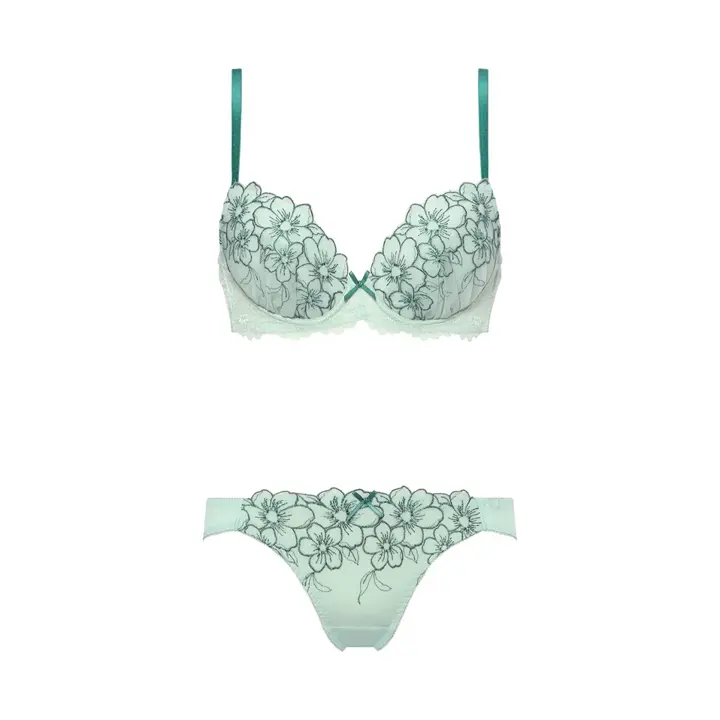 Daily AMOSTYLE 3/4カップブラ ブラ＆ショーツセット スウィートフローラ, グリーン, product image number 1