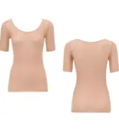 【SALE】薄くて軽い インナー5170 3分袖トップ, ブラウン, product image number 2