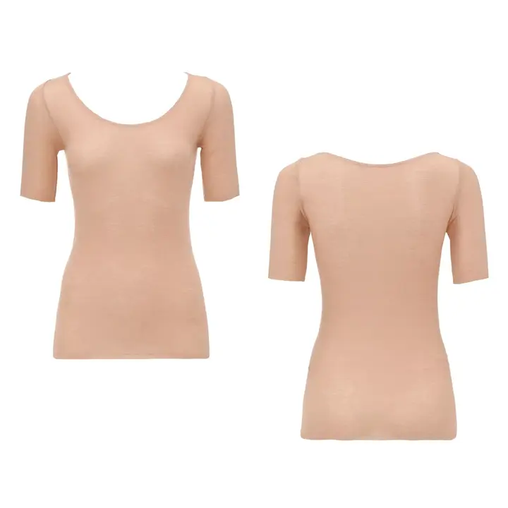 【SALE】薄くて軽い インナー5170 3分袖トップ, ブラウン, product image number 2