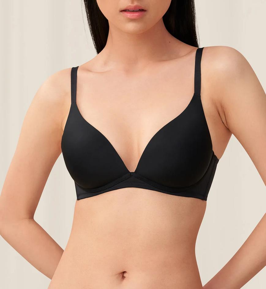 Triumph Invisible Inside-Out Non-Wired Deep V Push Up Bra - Black - Non-wired Bra