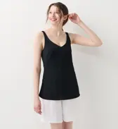 シンプルランジェリー5460 ラウンドキャミソール, ブラック, model image number 1