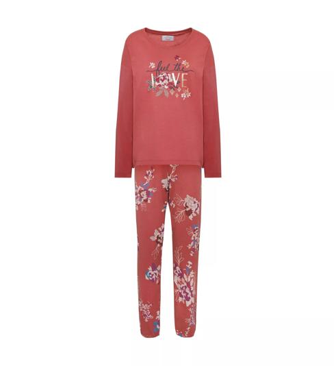 Triumph 棉質長袖睡衣套裝 - Pink - dark combination - 家居服