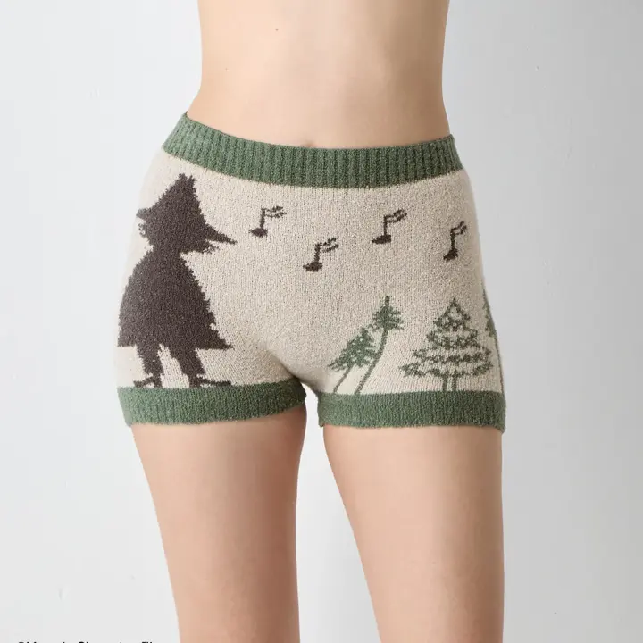 スロギーG073 ムーミン 1分丈ニットパンツ, グリーン, model image number 0